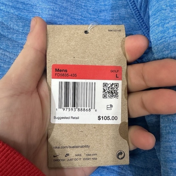 Nike Dri-Fit Tour Quilted Crewneck Golf Sweatshirt Blue Mens Large FD5835-435 - Picture 3 of 3